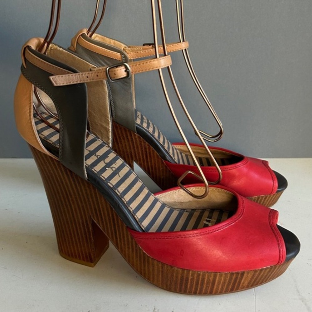 Splendid Platform‎ Sandals Size 10 Retro Red Peep Toe Paris Y2K Nautical